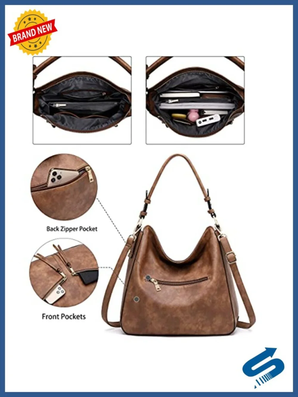 Hobo Bag for Women Faux Leather Shoulder Crossbody Purse